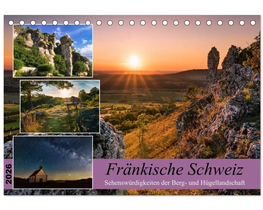 Fränkische Schweiz - Sehenswürdigkeiten der Berg- und Hügellandschaft (Tischkalender 2026 DIN A5 quer), CALVENDO Monatskalender