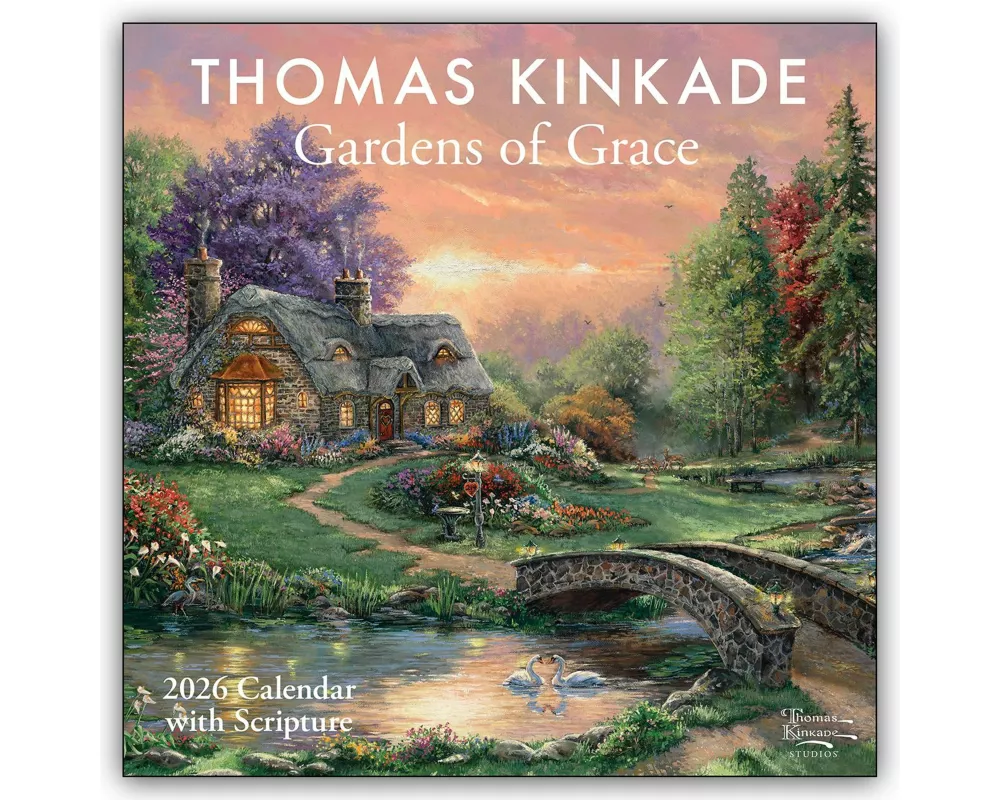 Thomas Kinkade Gardens of Grace 2026 Wall Calendar with Scripture