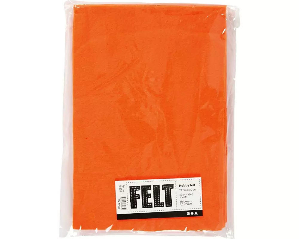 Creativ Company Bastelfilz 1.5 - 2 mm, A4, 10 Blatt, Orange