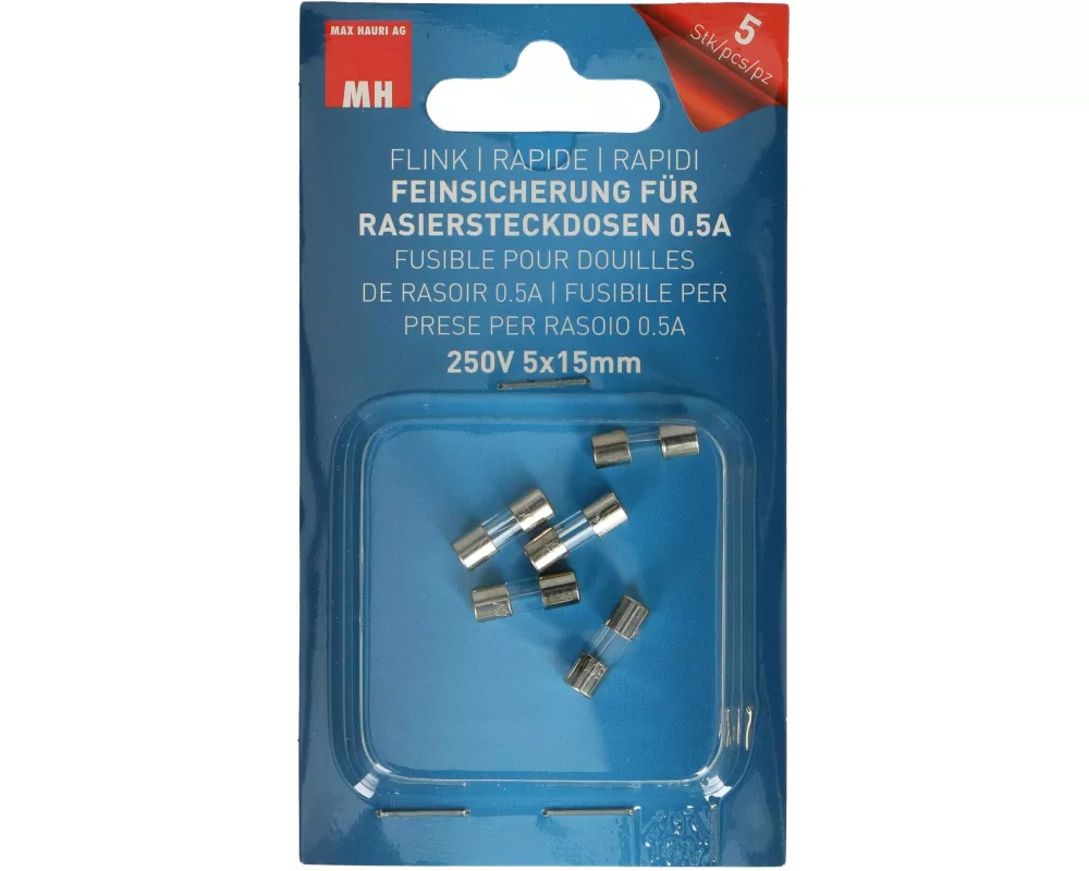 Max Hauri Schmelzsicherung 5 x 15 mm Flink 0.5 A, 5 Stück