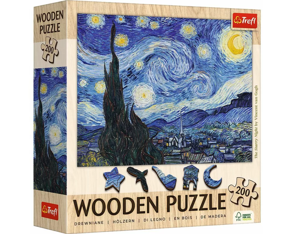 Holz Puzzle 200 - Die Sternennacht / Vincent van Gogh