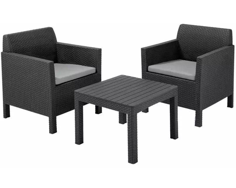 AlliBERT Orlando Balkonset, Graphit, inkl. Kissen