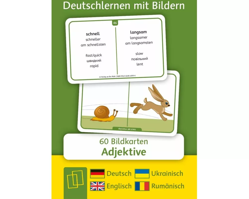 Adjektive - Deutsch, Englisch, Ukrainisch und Rumänisch