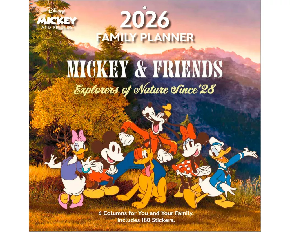 Pyramid - MICKEY & FRIENDS 2026 – Familienplaner 30×30 cm mit Mickey Mouse, Minnie, Donald & Goofy – Disney Wandkalender für Familienorganisation & Ki
