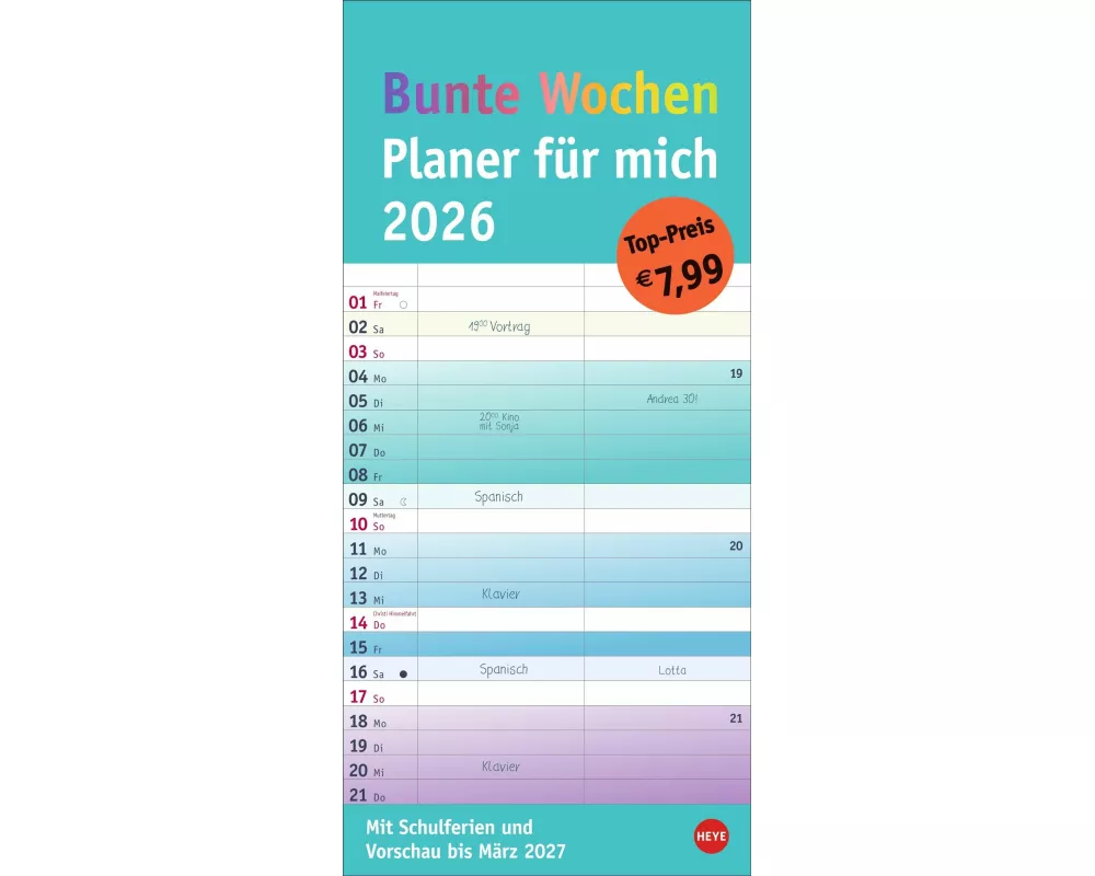 Bunte Wochen Planer für mich 2026
