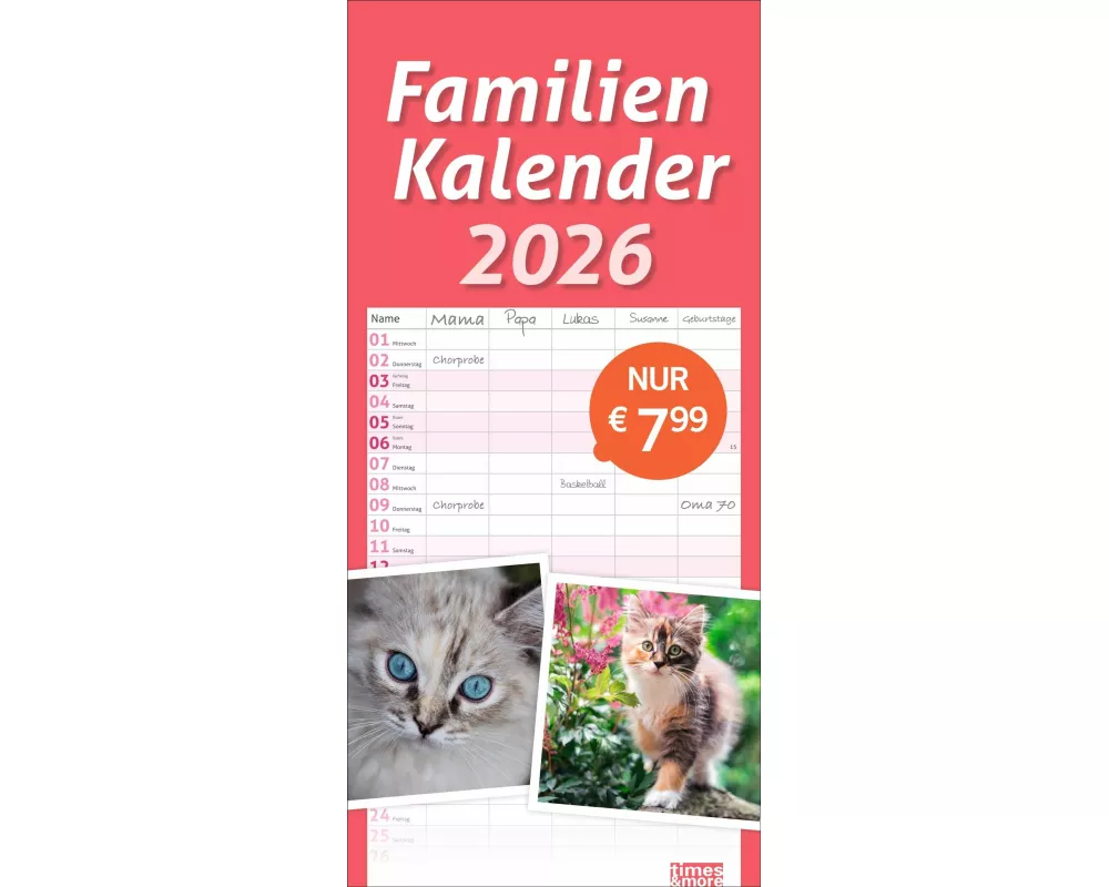 times&more Katzen Familienplaner 2026