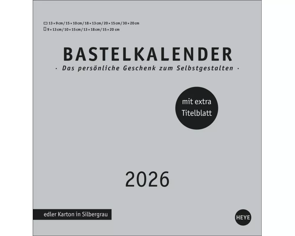 Premium-Bastelkalender silbergrau groß 2026