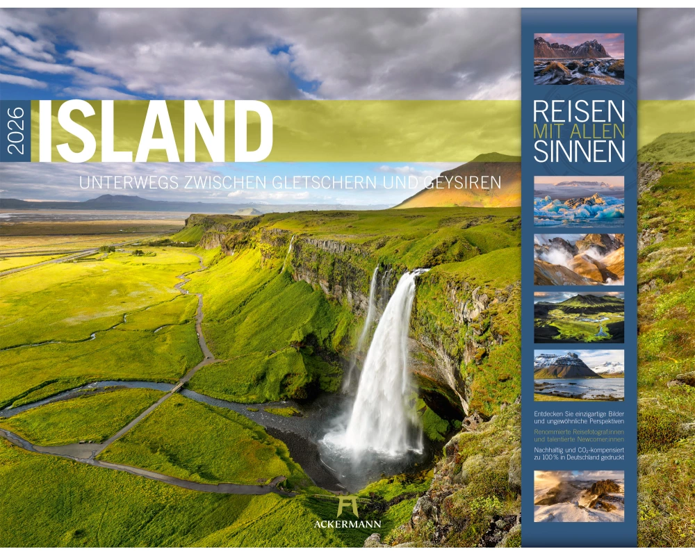 Island Kalender 2026 | Unterwegs zwischen Gletschern und Geysiren