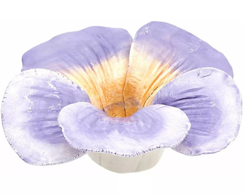 Keramik Kerzenhalter Stiefmütterchen, Lila, 5,5x11x11cm, für Kerzen Ø 2,4cm