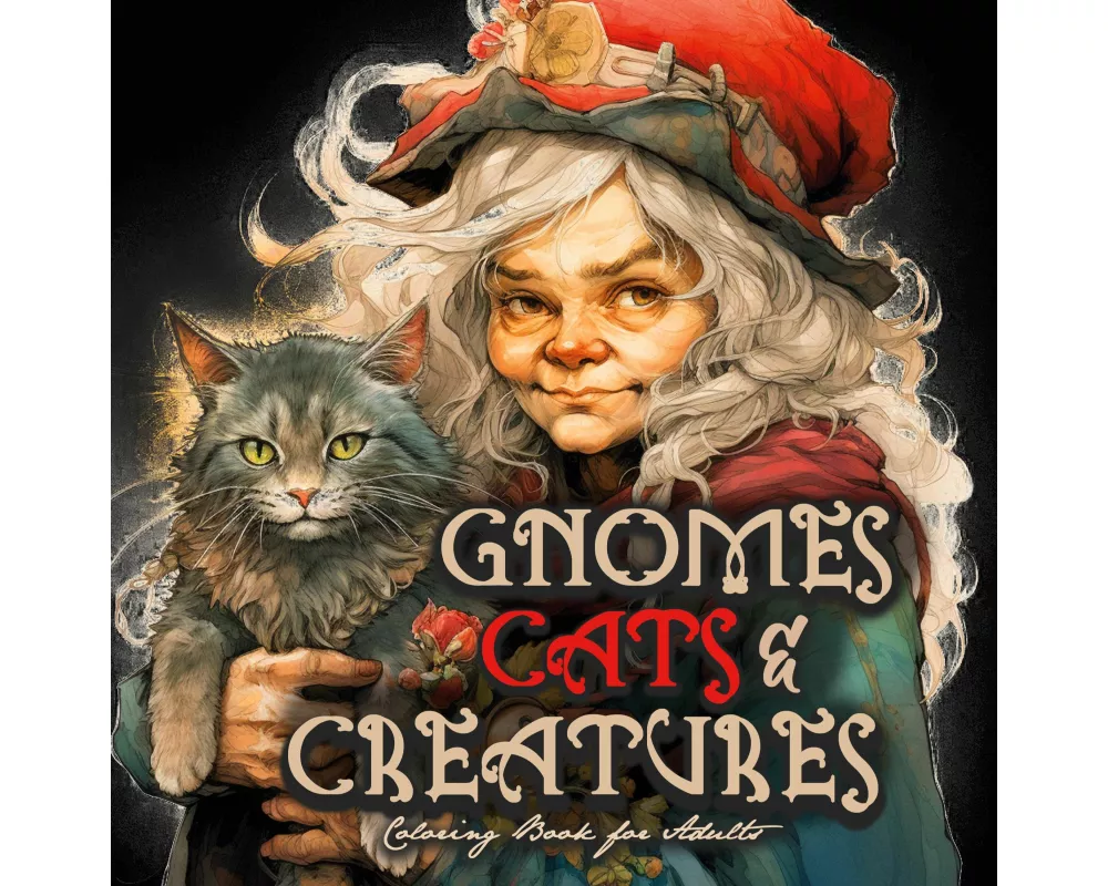 Gnomes, Cats and Creatures Coloring Book for Adults
