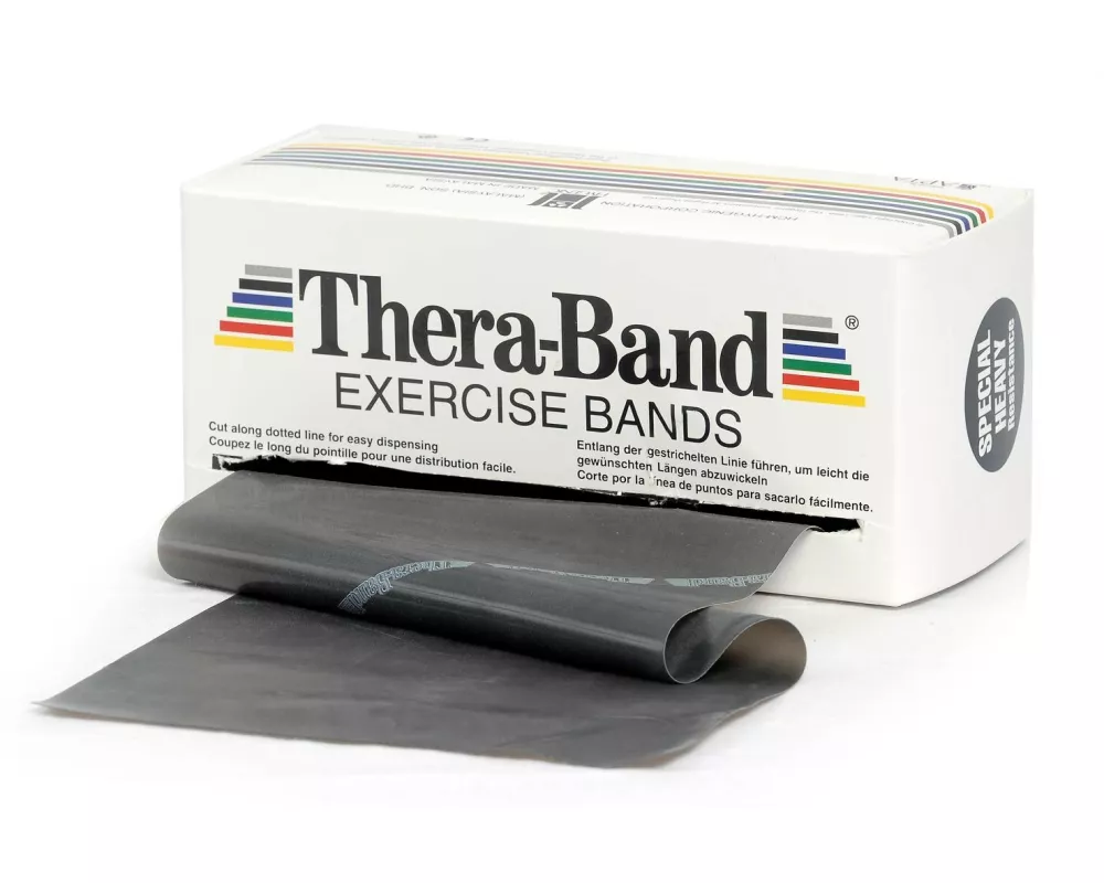 Thera-Band Fitnessband Schwarz, sehr stark, 45.7 m
