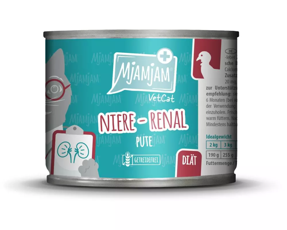 Mjamjam VetCat Nassfutter Niere-Renal Pute, 200 g