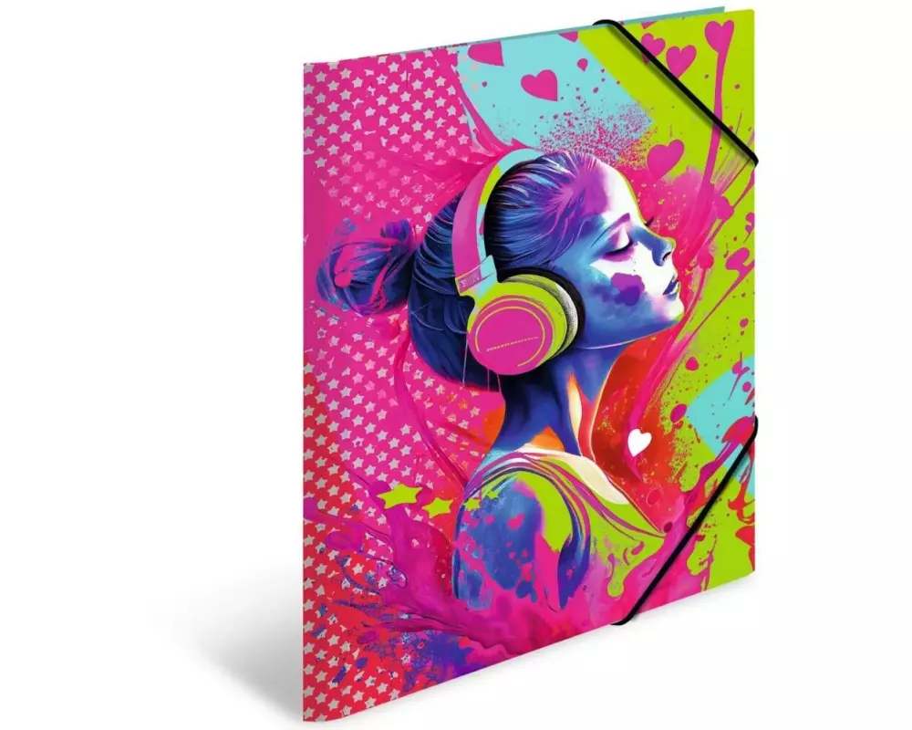 HERMA Gummibandmappe Music Girl A3, Karton, mit Innendruck