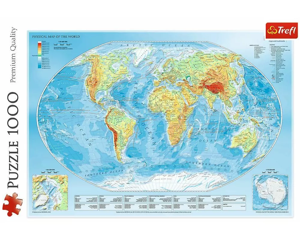 Puzzle 1000 - Physische Weltkarte