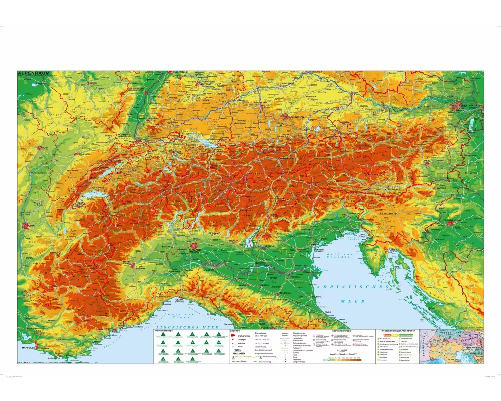 Der Alpenraum mit Weitwander- und Radfernwegen