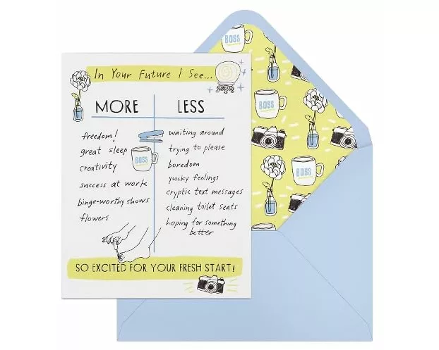 6-Pack Em & Friends Julia Rothman Fresh Start More/Less Greeting Cards