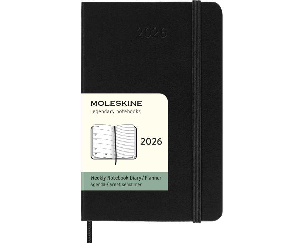 MOLESKINE Agenda Classic Pocket 2026 DHB12WN2Y26 1W/1S schwarz HC 9x14cm