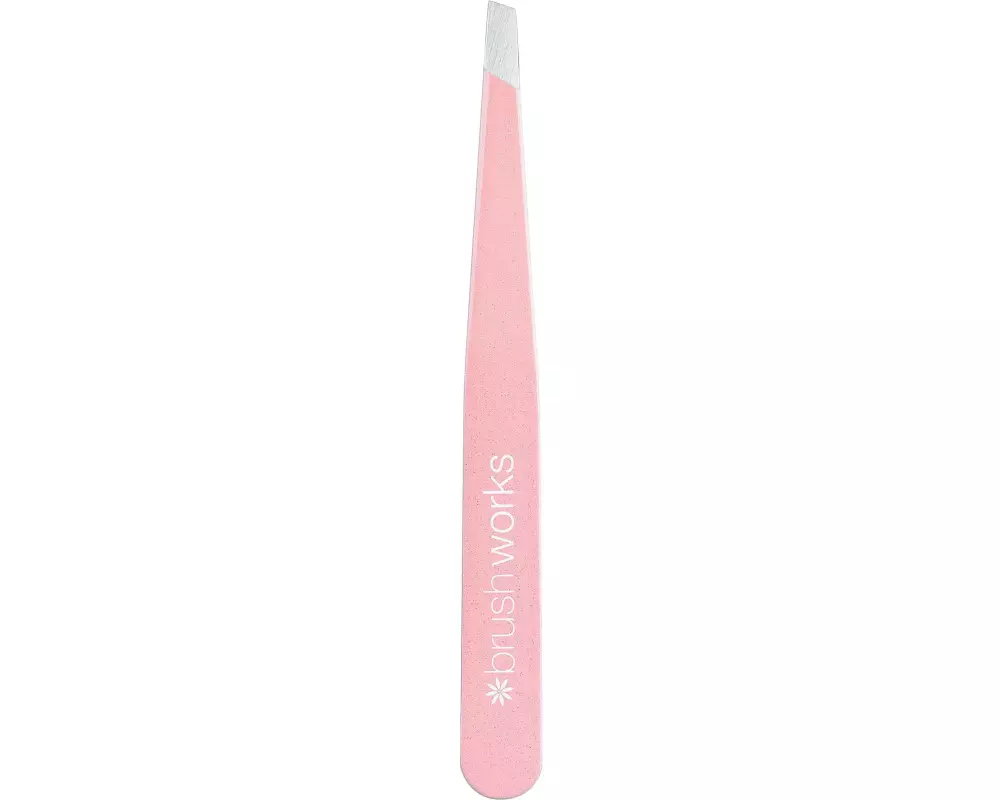 Brushworks Tweezers Präzision, Schräg, Edelstahl, Rosa