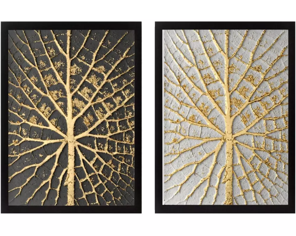 Wallxpert Bild Golden Tree 2 Stück, 34 x 44 cm