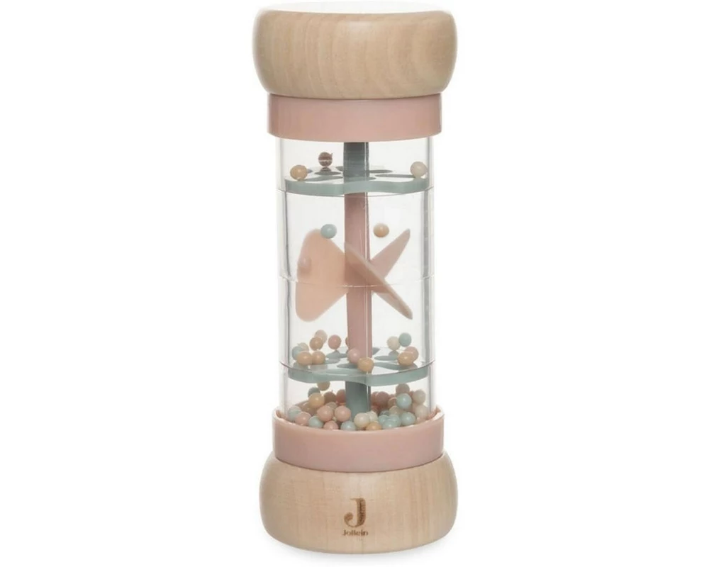 Jollein Regenmacher Lovely Birds Naturholz/Rosa, 5,2 x 5,2 x 15 cm