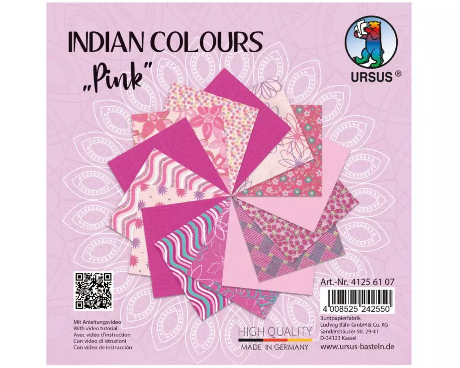 URSUS Bastelpapier Indian Colours 13.7 x 13.7 cm, 130 g/m², Pink