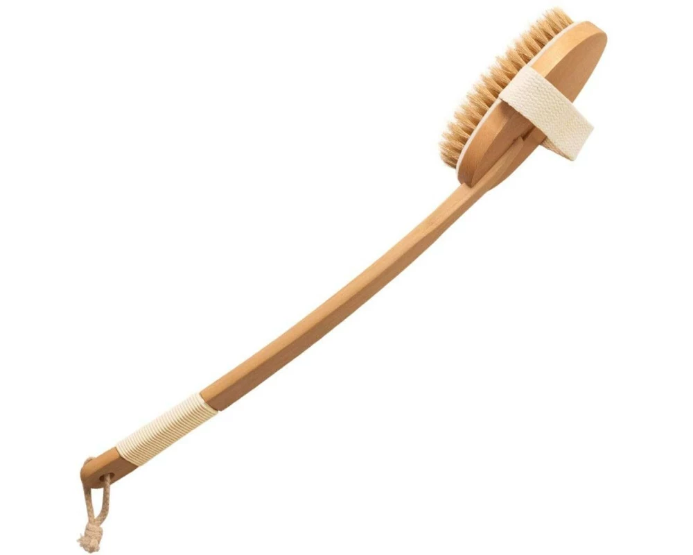 YÙ BEAUTY Dry Brush Trockenbürste mit abnehmbarem Stiel aus Naturholz