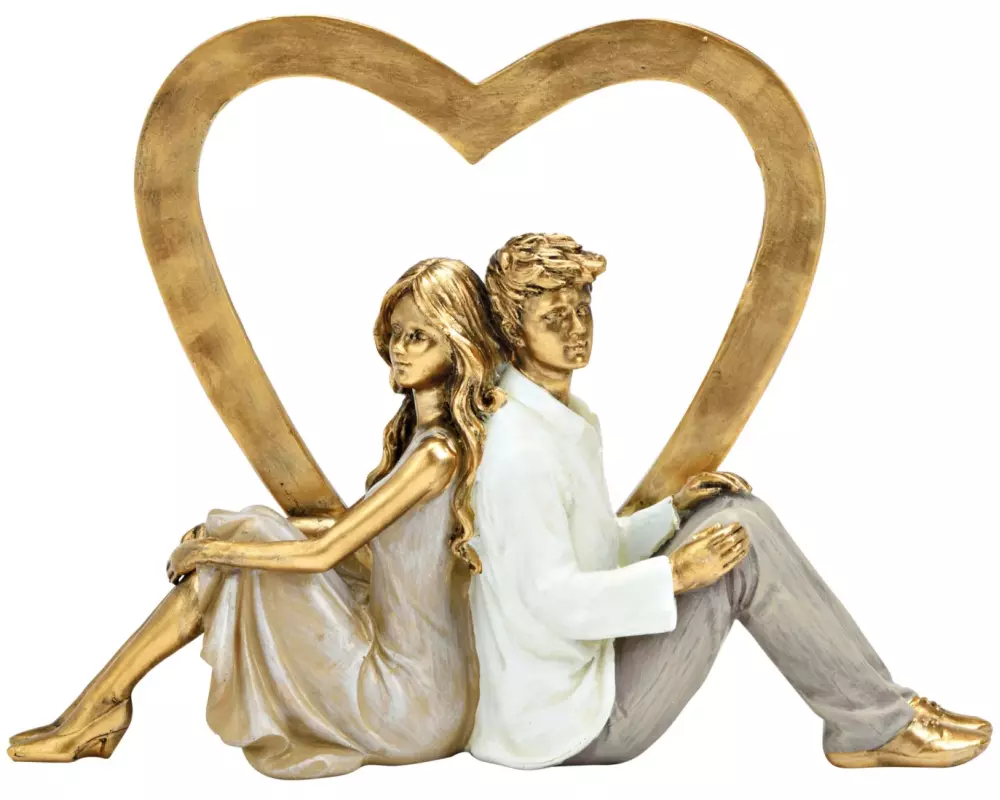 G. Wurm Dekofigur Liebespaar mit Herz sitzend Polyresin