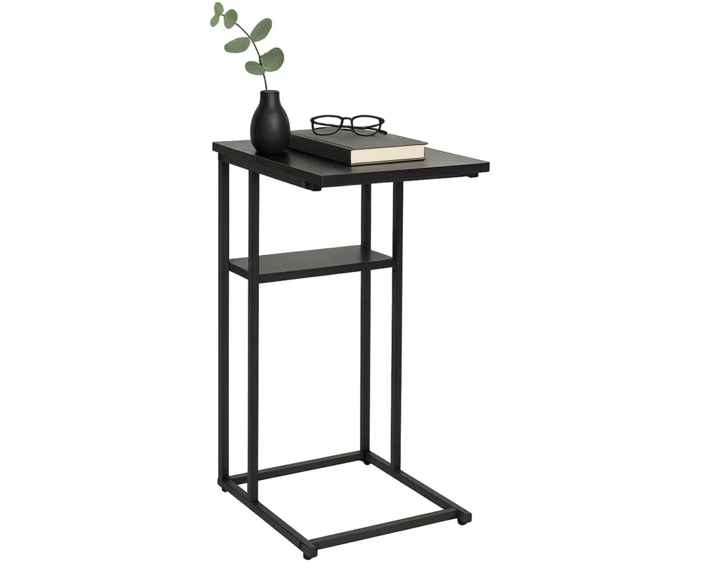 relaxdays Beistelltisch in C-Form 60 x 40 cm Schwarz