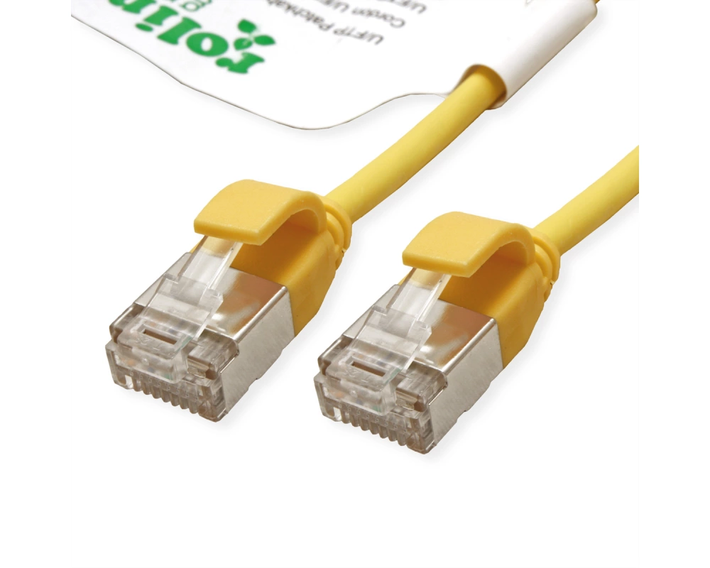ROLINE GREEN U/FTP Patchkabel Cat.6A (Class EA), LSOH, slim, gelb, 1,5 m