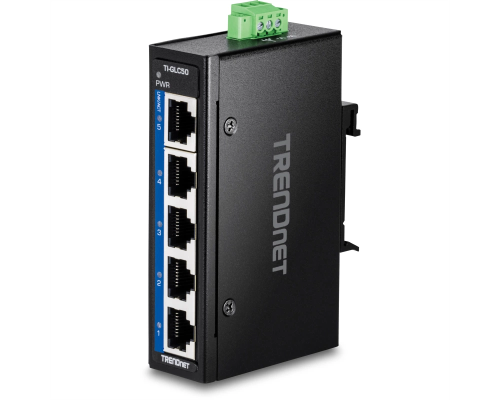 TRENDnet TI-GLC50 5-Port Gigabit Industrial DIN-Rail Mini