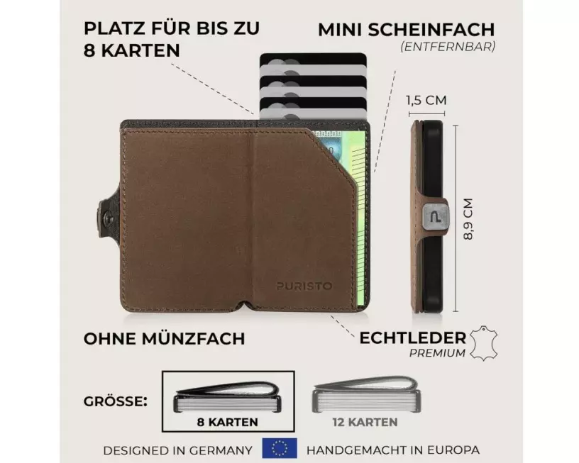 Puristo KLIK Slim Wallet ohne Münzfach, XS Vintage