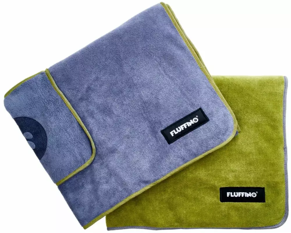 Fluffino Hundehandtuch-Set, Grün / Blau, L