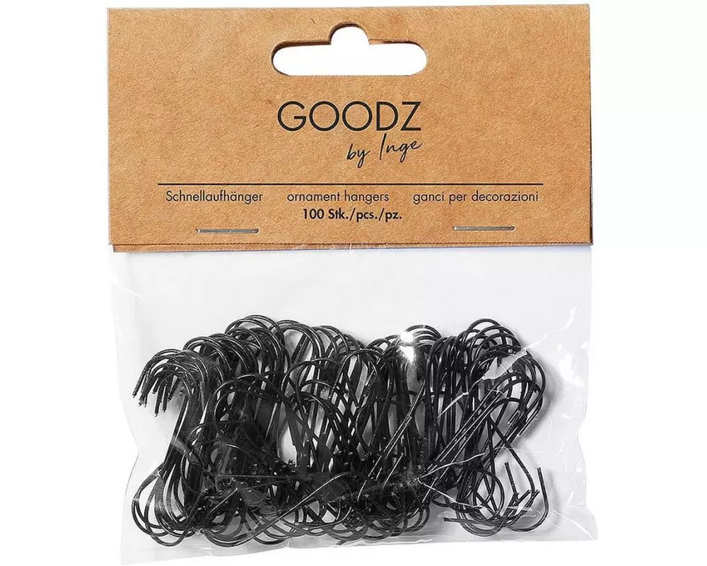 INGES CHRISTMAS DECOR Schnellanhänger in S-Form 3.3 cm, 50 Stück, Schwarz