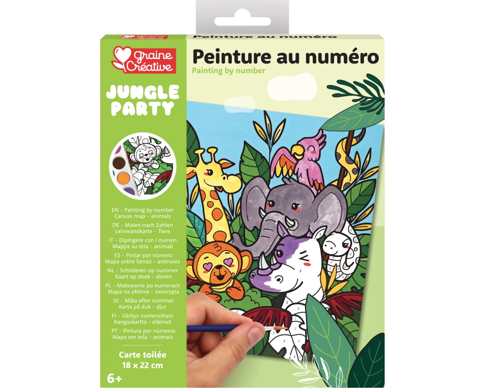 GRAINE CREATIVE Malen nach Zahlen 18x22cm GC-750263 Zoo Tiere