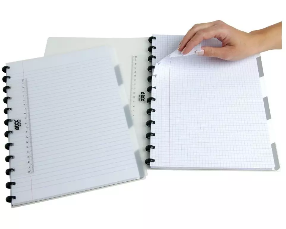 Adoc Notizheft Pap-Ex Black&White mit Register A4, kariert