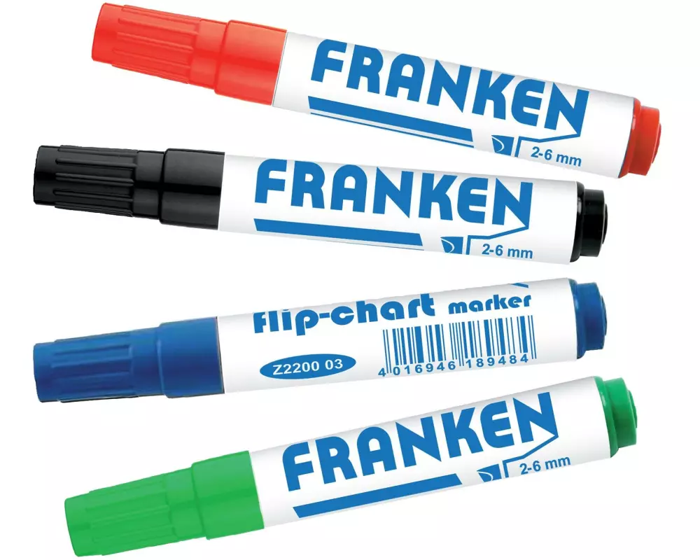 Franken Flipchart-Marker 4 Stück, Rot/Grün/Blau/Schwarz