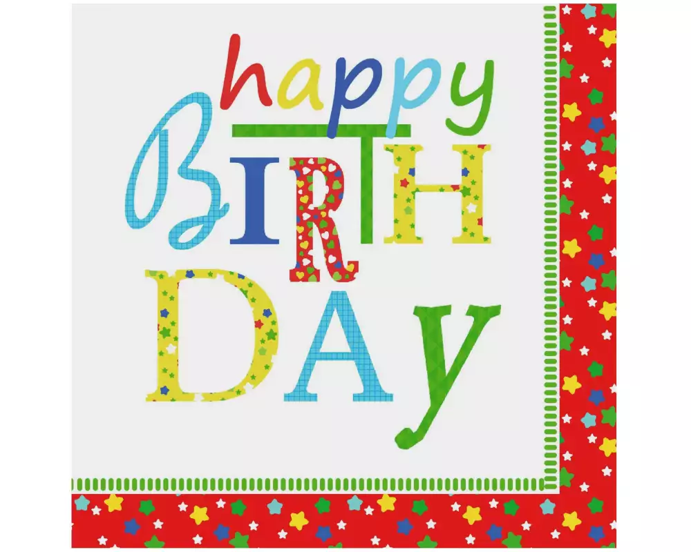 Papstar Papierservietten Happy birthday 33 cm x 33 cm, 20 Stück