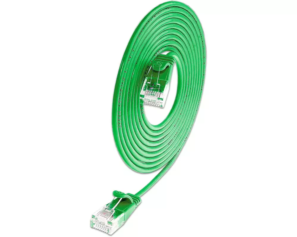 SLIM Slimpatchkabel RJ-45 - RJ-45, Cat 6A, U/UTP, 1.5 m, Grün