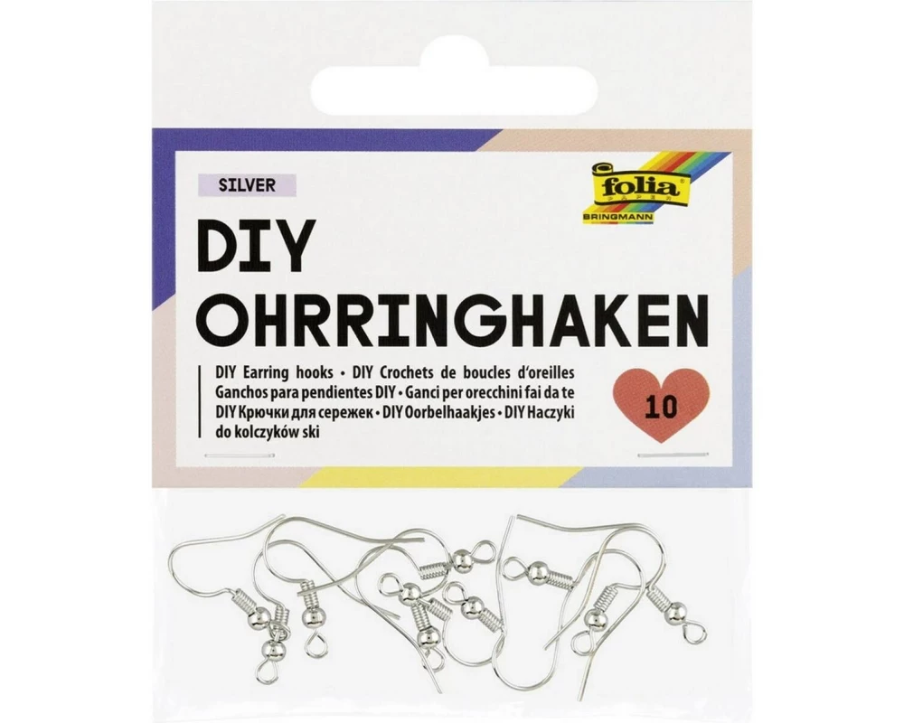 Folia DIY Ohrringhaken Silberfarben 18 x 20 mm, 10 Stück