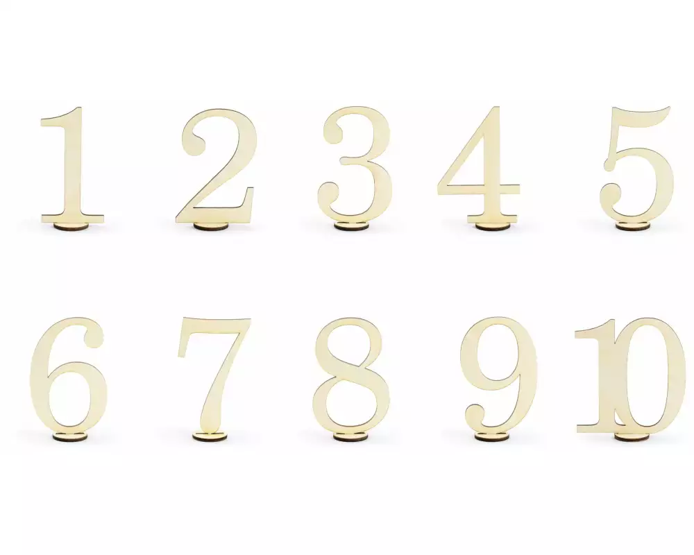 Partydeco Tischkarte Nummern 10.5 cm, 10 Stück, Holz