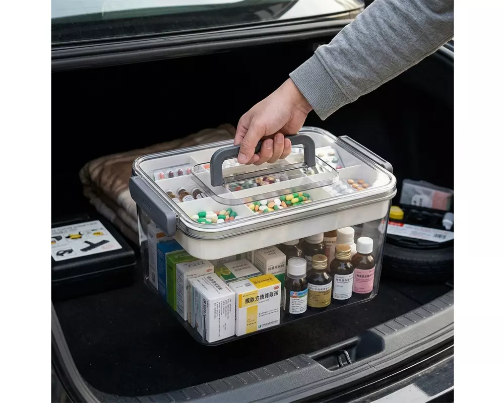 relaxdays Medizinbox aus Kunststoff Transparent
