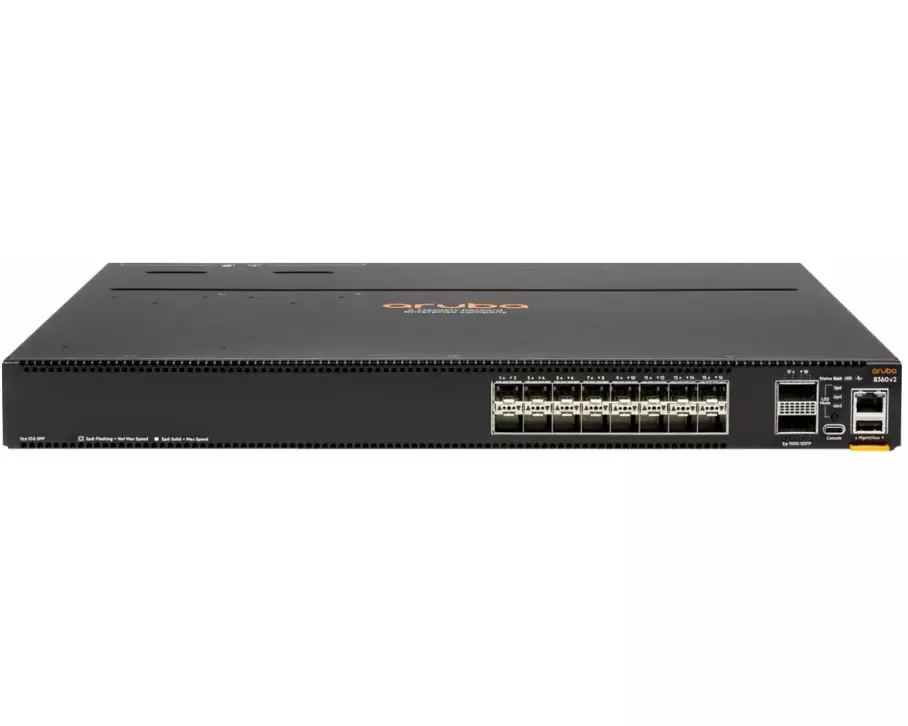 HPE Aruba 8360-16Y2C v2 Switch Bundle, 16x 25G SFP/+/28, 2x 100G QSFP+/28, Front to Back, 3x Fans, 2x PSU