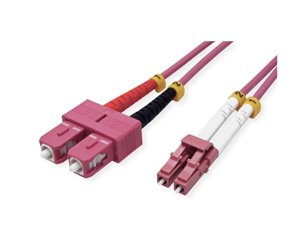 VALUE LWL-Kabel 50/125µm OM4, LC/SC, LSOH, violett, 1 m