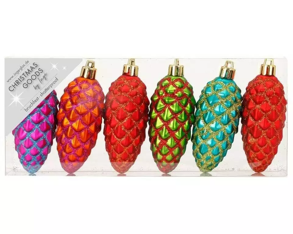 INGES CHRISTMAS DECOR Tannenzapfen Mille Fiori 9 cm 6 Stück