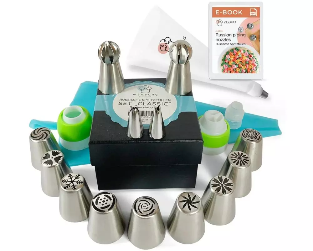 Wenburg Spritzbeutel Set 38-teilig Edelstahl, Silber