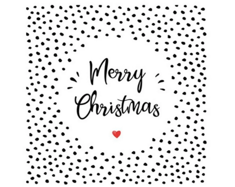 Braun + Company Merry x-mas Heart Schwarz, Weiss 20 Stück