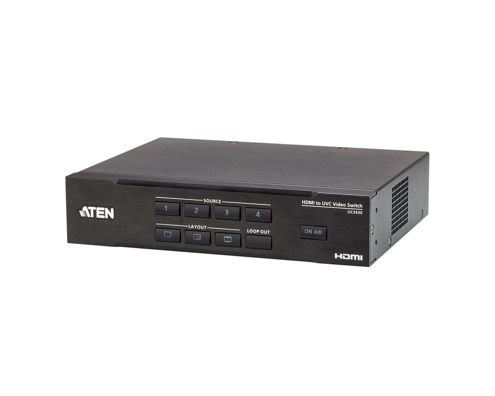 ATEN UC3430 CAMLIVE PRO 4K HDMI-zu-USB-Videokreuzschiene mit 4 Eingängen