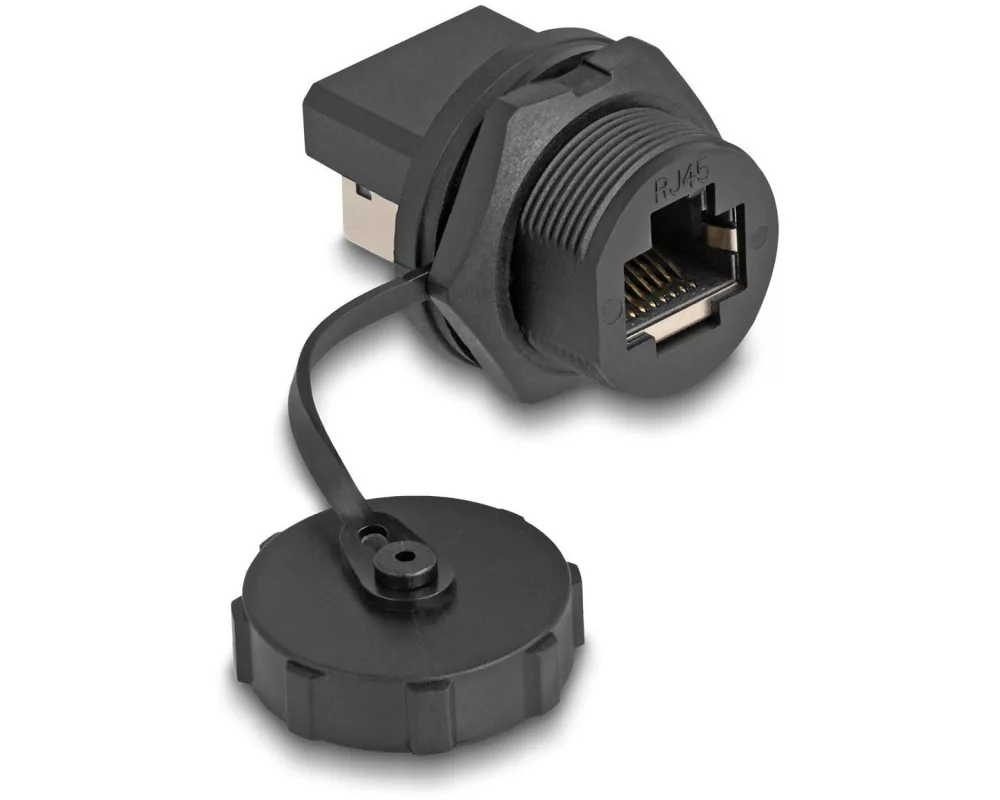 Delock Kupplung RJ45 Cat.6A mit Verschlusskappe, zum Einbau 1 Stück