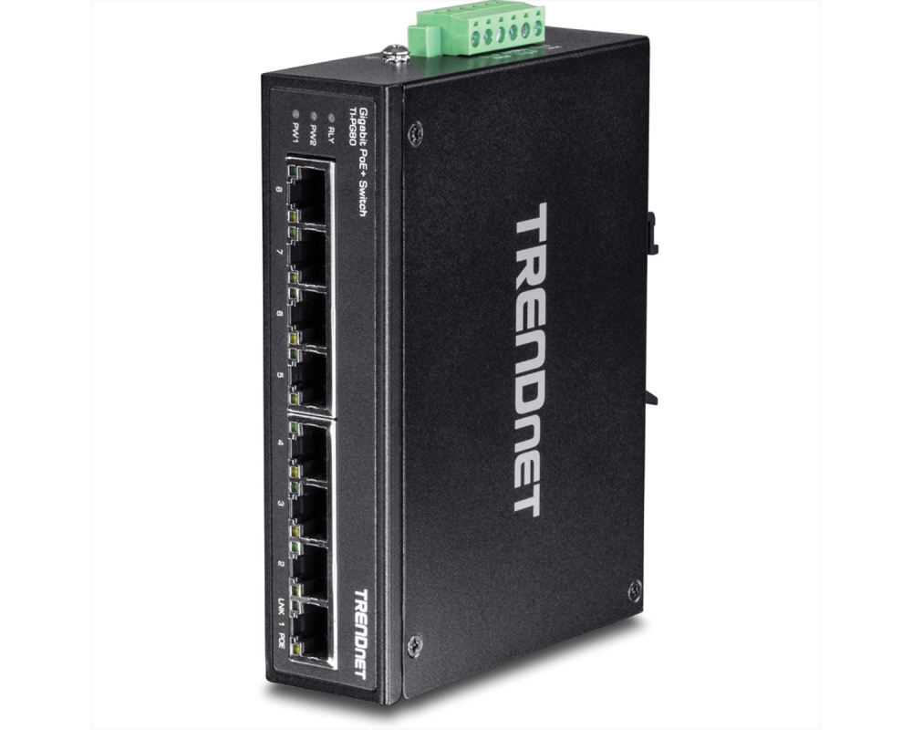 TRENDnet TI-PG80 8-Port Gehärteter Industrieller Gigabit PoE+ DIN-Rail Switch