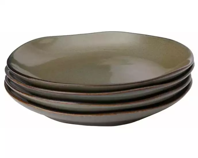 Urbanara Frühstücks- & Dessertteller Capela 4 Stück, 20 cm, Olivgrün